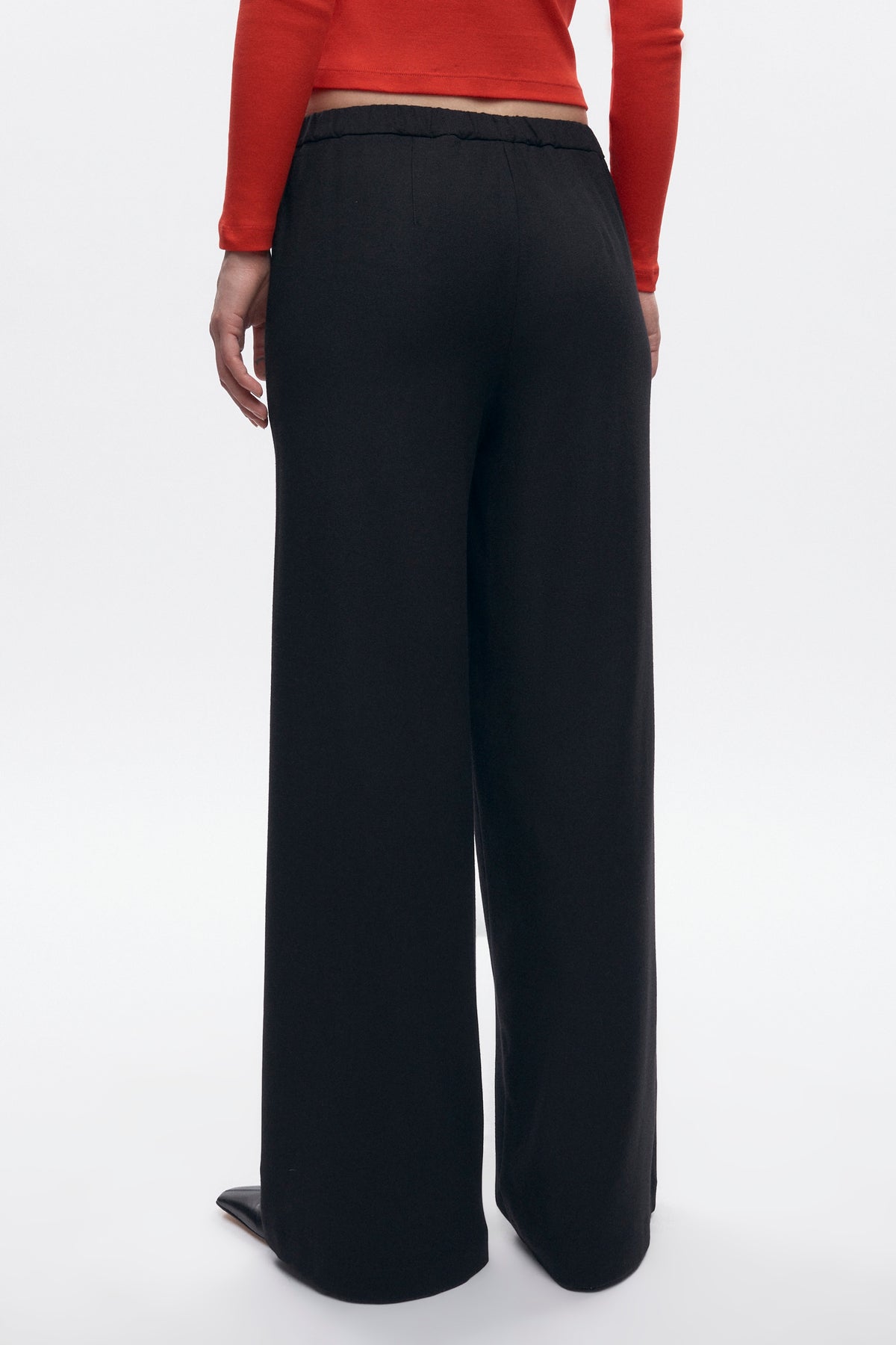 Pantalon en laine pour femme à enfiler en noir