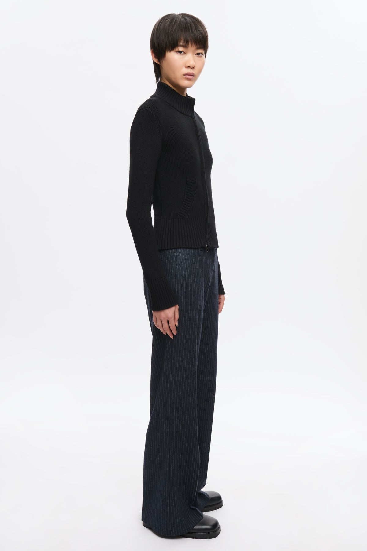 Women's Asymmetric Zip Sweater in Black