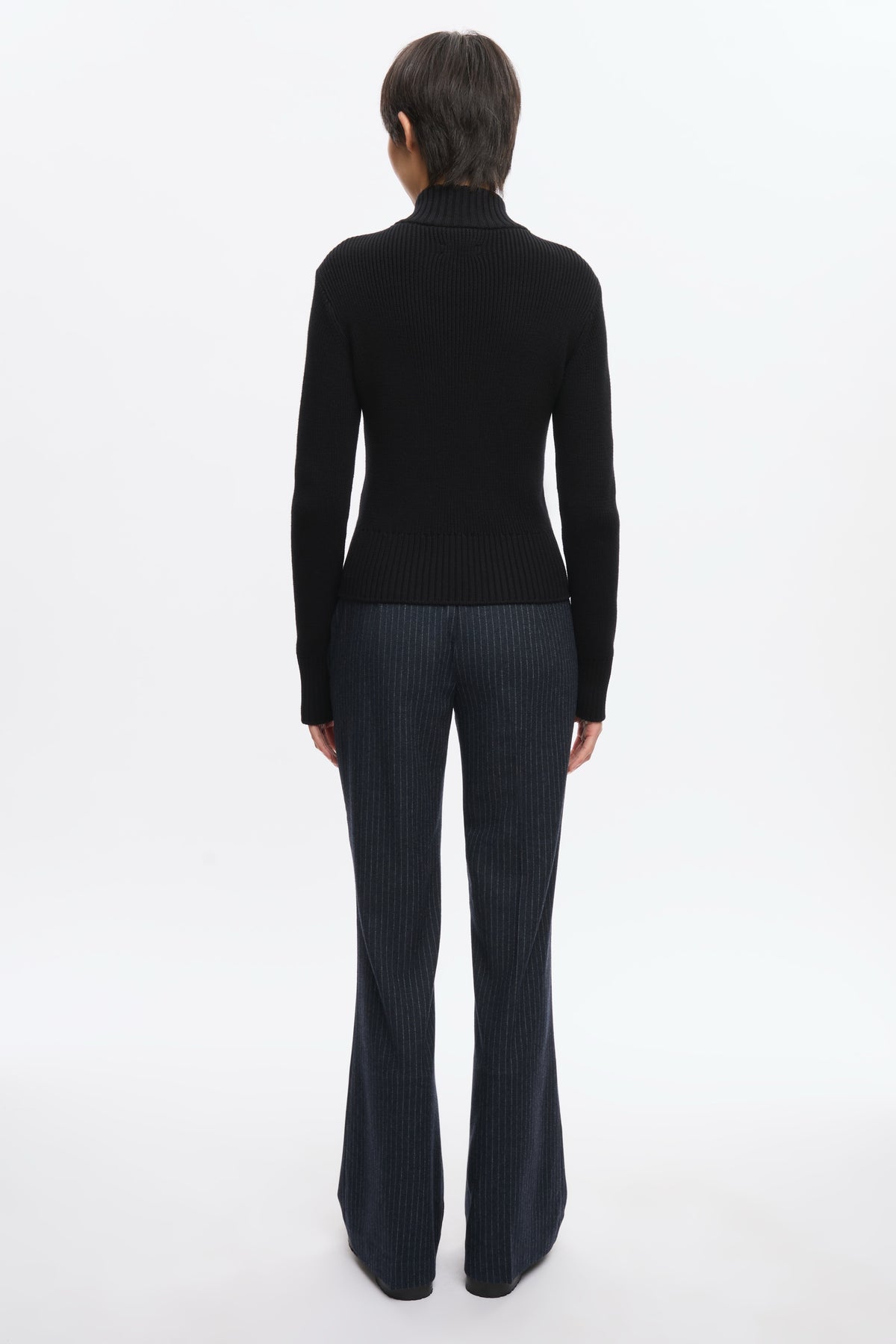 Women's Asymmetric Zip Sweater in Black
