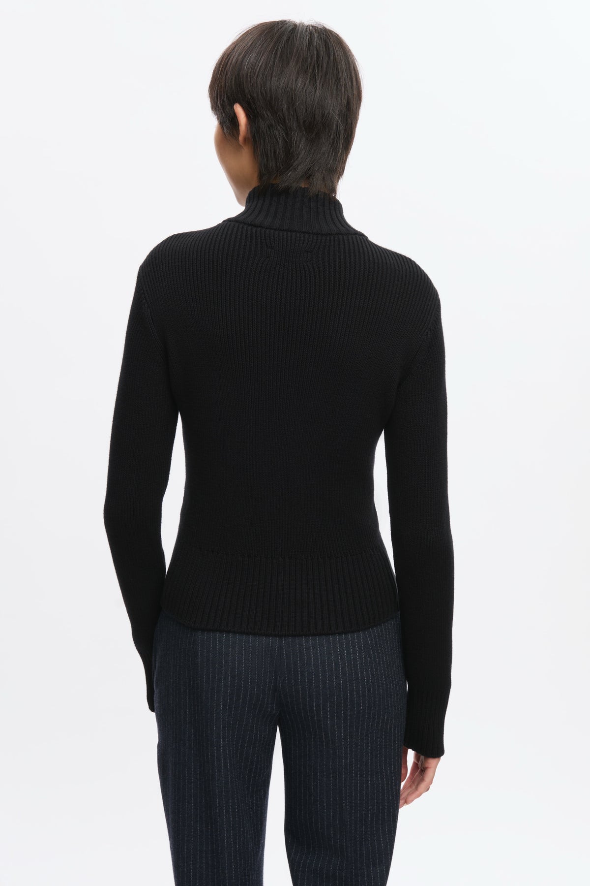 Women's Asymmetric Zip Sweater in Black